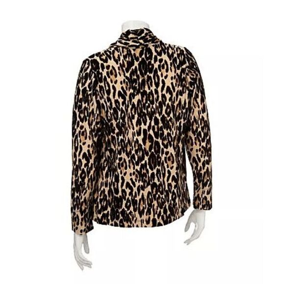Susan Graver Womens 3X Printed Knit Open Front Cardigan Brown Animal Print NWT - Picture 1 of 4